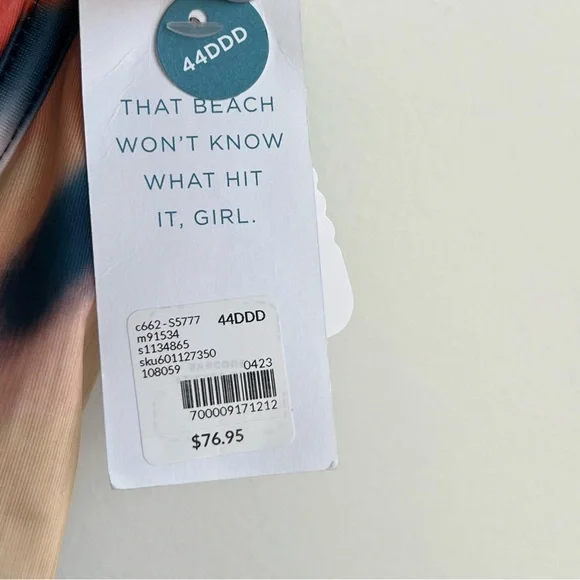 New LANE BRYANT CACIQUE SWIM Lightly Lined Plunge UNDERWIRE TANKINI TOP 44DDD - Picture 11 of 14